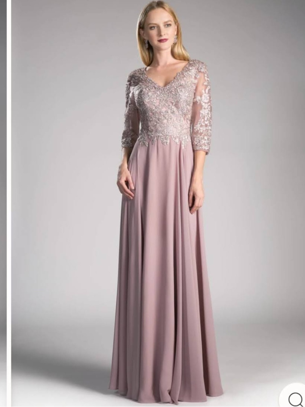 Elegant Mocha Lace Bodice Evening Gown - Women Dresses